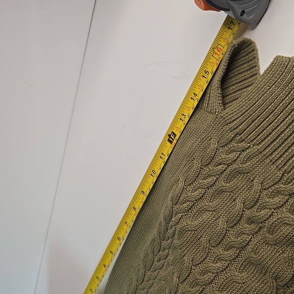 NWOT Belle by Kim Gravel Sage/Olive Cable Knit Cardigan Hip-Length - Picture 11 of 11
